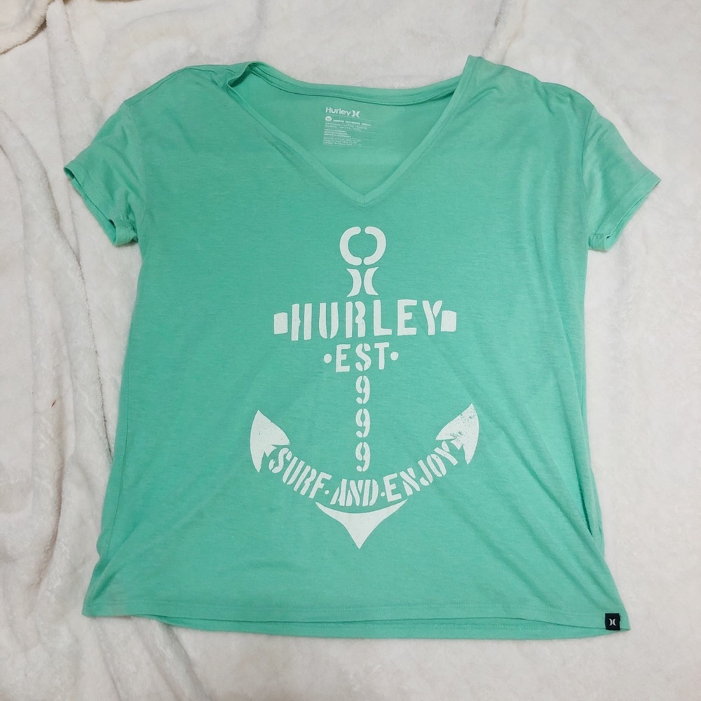 HURLEY aqua v-neck t shirt